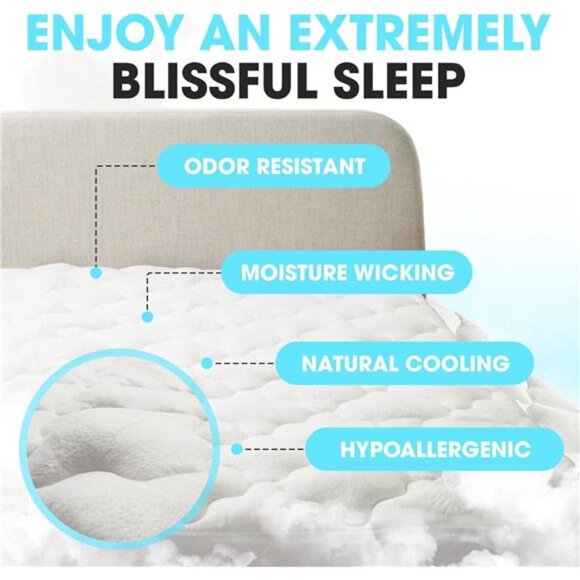 Cheer Collection Full Size Mattress Topper – Thick, Plush, and Cooling Mattress - Picture 6 of 7